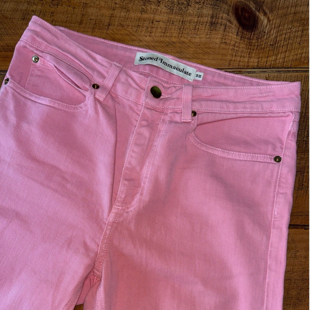 Stoned Immaculate Womens Pink Wide Leg Stretchy Jeans Pants Boho Y2K Size 28